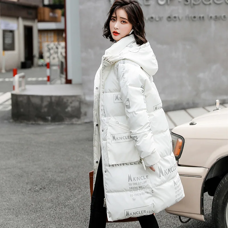 Female Winter Thicken Warm Parkas Luxury Elegant Fashion Mid Length Coat Clothes Women Cotton Casual Long Hooded Sweet Jacket