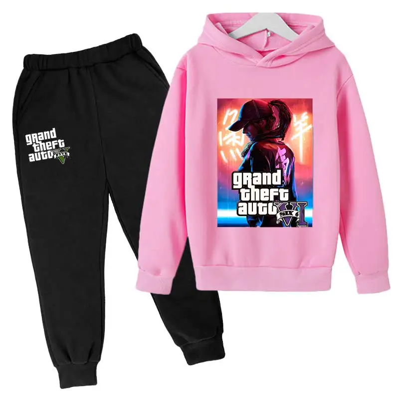 2023 Spring and Autumn Children's Wear Grand Theft Auto CS GTA 5 Hoodie Suit Boys Street Sweatshirt Girls Fashion Harajuku Game