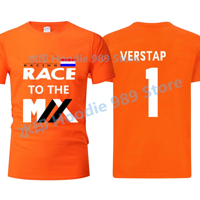 Camisetas de manga corta para hombre y mujer, camisa de gran tamaño con Logo del equipo de carreras holandés, Número 1, F1, 2022
