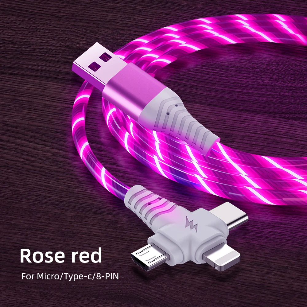 

Новый светящийся usb-кабель 3 в 1 с подсветкой для iPhone 13, 12, 11 Pro, зарядное устройство со светодиодной подсветкой Micro USB Type-C 8-Pin для Huawei, Xiaomi