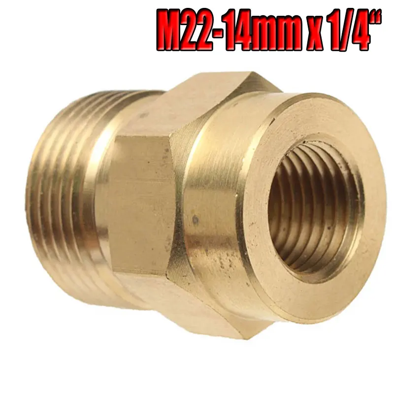 

Durable Male Adaptor M22 1/4\" Female 1Pcs 1pc Brass For High Pressure Water Tools Internal And External Thread
