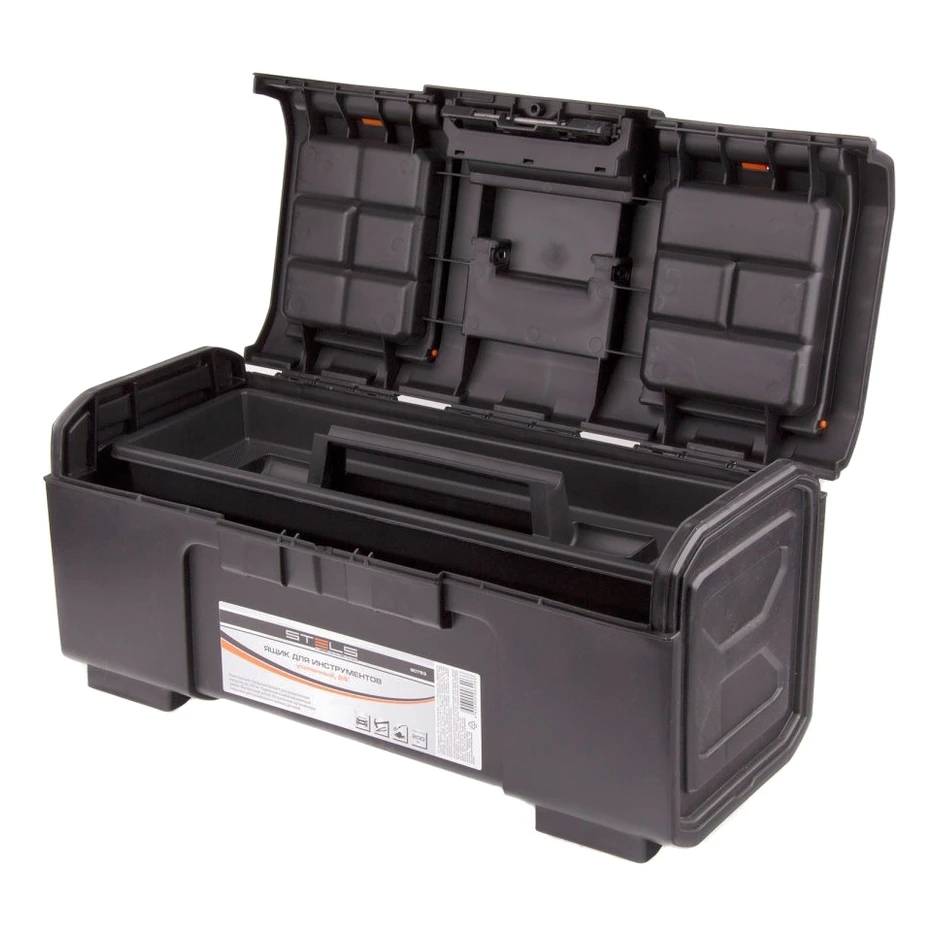 Ящик для инструмента STELS 90763 (Ручка переноса 2 лотка хранения внутри ящика) |
