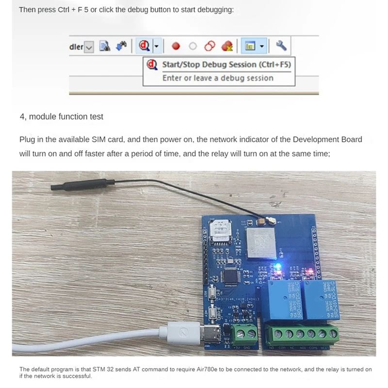 Фото DC 5V STM32 4G Networked Dual-Way Relay Relay Development Board Onboard AIR780E Module I/O Port STM32 Development Board №3