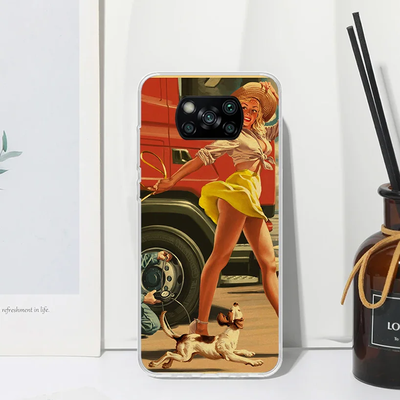 Сексуальный винтажный чехол для телефона Pin Up Girl Xiaomi Poco X6 X5 X4 X3 Nfc F6 F5 Pro F4 Gt F3 F2 F1 M5S M4