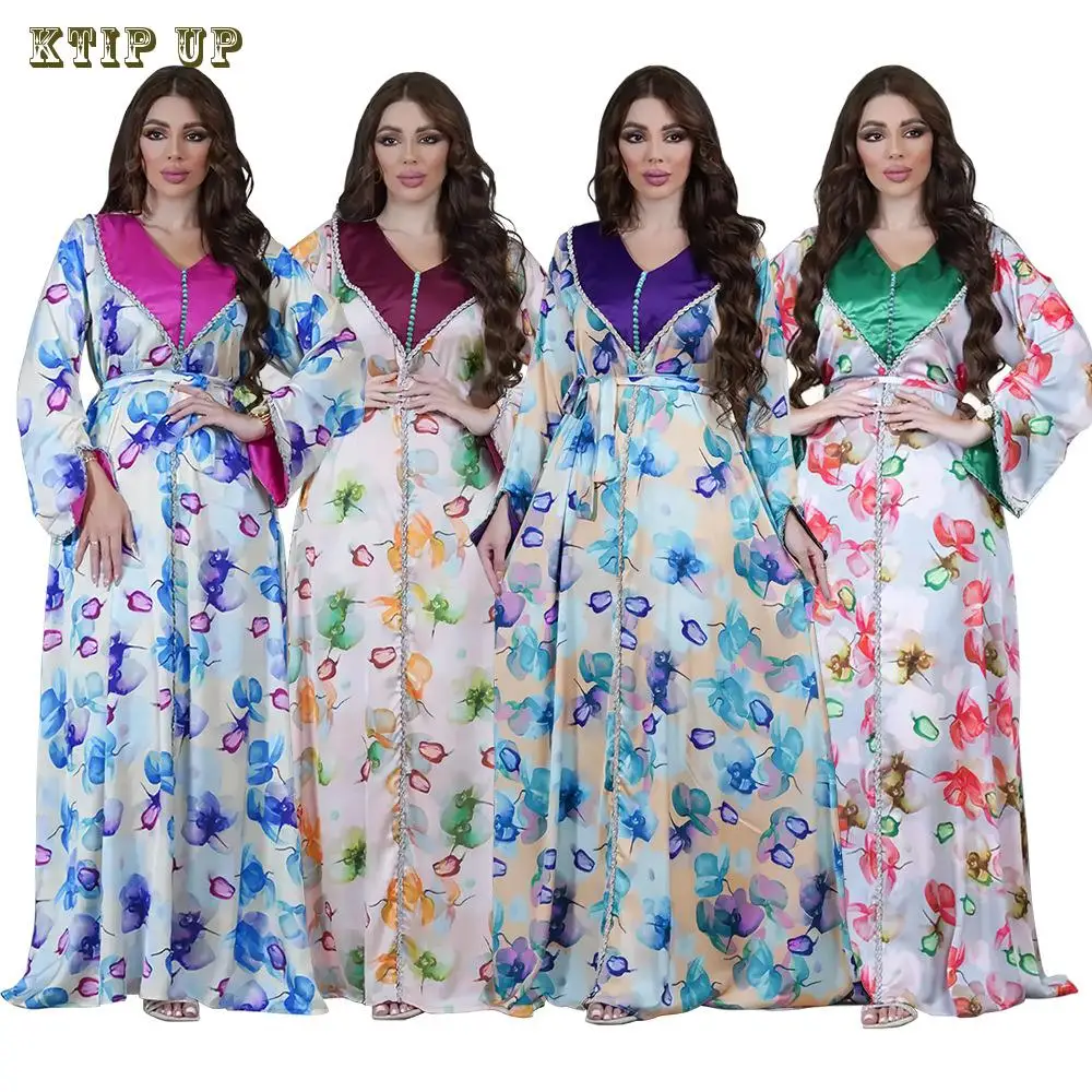 

Дубай Рамадан Средний Восток Саудовская Аравия абайя Марокканская мусульманская мода платье жареная тесто скрученные бриллианты рука пуговицы Печать платье