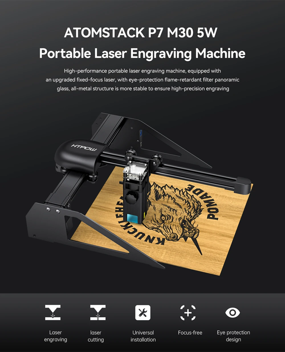 

Atomstack Laser Engraving Machine P7 M30 Laser Engraver Eye Protection Engraving Cutting Machine with Plug