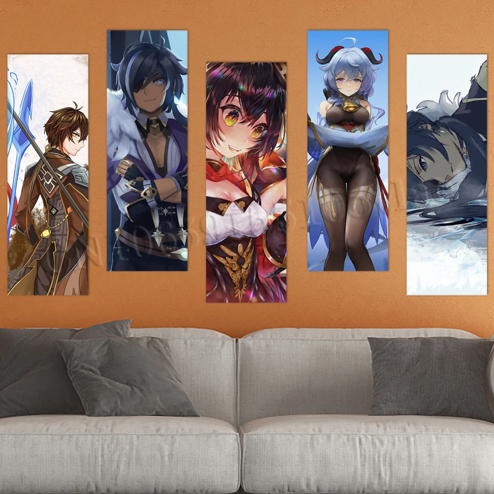 

Home Decor PVC Genshin Impact Wall Art Zhongli Painting Pictures Print Self-adhesive Art Poster For Living Room Christmas Gift