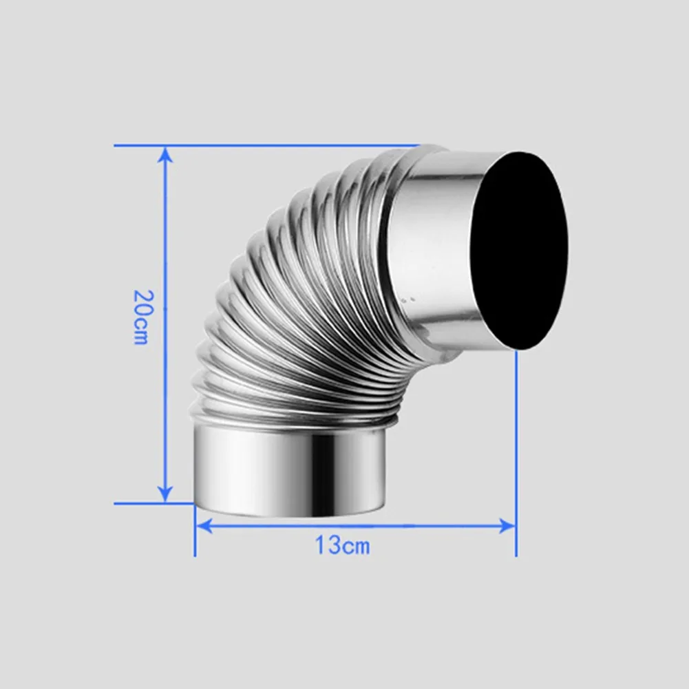 Stainless Steel Stove Pipe 90 Degree Elbow Chimney Liner Bend 60/70/80mm Windproof Smoke Heater Exhaust |