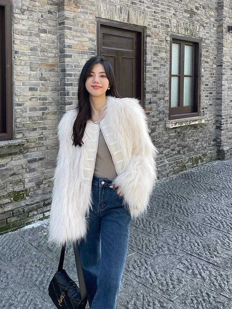 

Women Korean design knitted candy Color real raccoon fur jackets outerweaer AS01