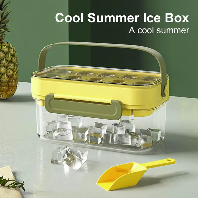 

Ice Cube Tray Multi Functional Design Ice Molds With Lid And Bin Freezer Container Portable Ice Tray Kit Ice Scoop For Microwave