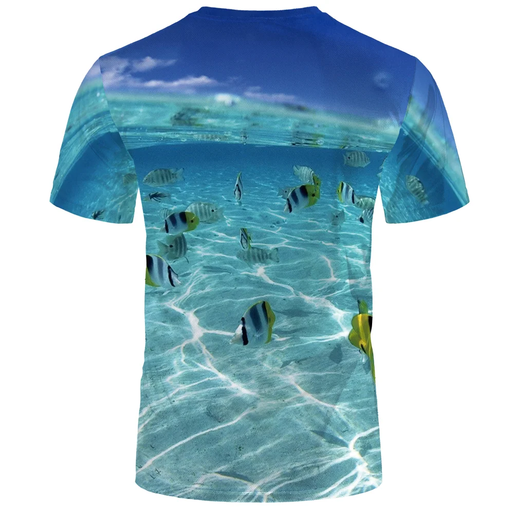 Мужская и женская футболка с 3D-принтом рыбы Повседневная модная трендовая