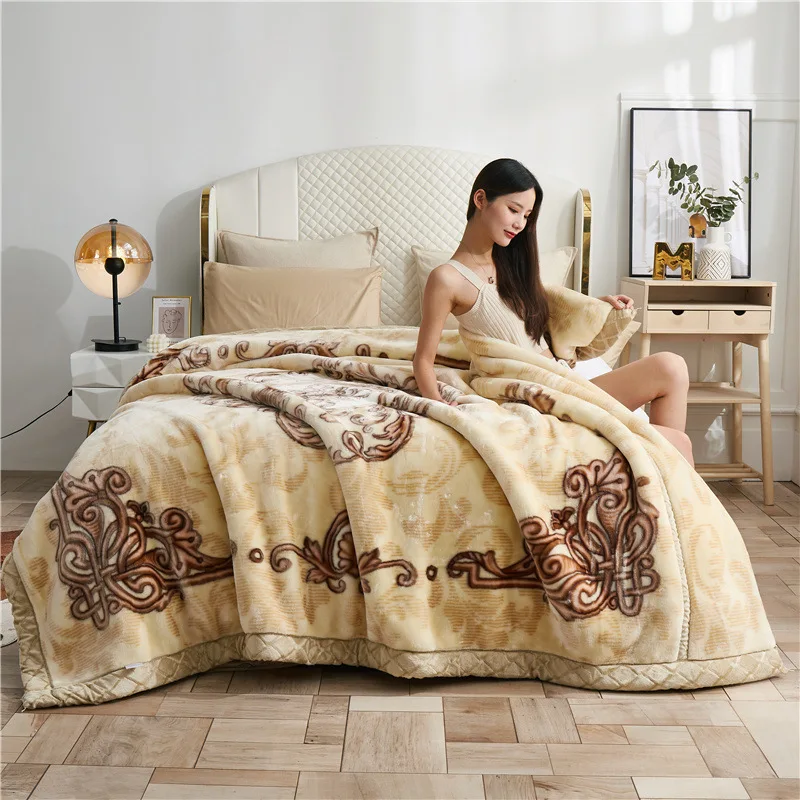 Новое утолщенное Двухслойное одеяло зимнее Raschel свадебное красное весенний