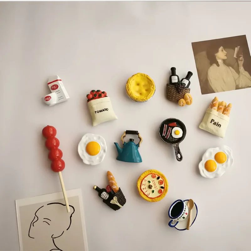 

Hot 3D Creative Fridge Magnet Food Cute Refrigerator Magnetic Stickers Photo Magnetic Stickers For Girl Boy Toy Home Decoration