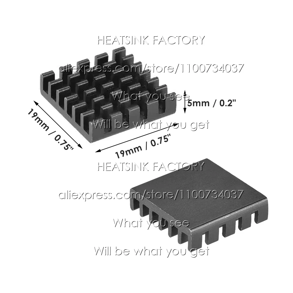 Черные алюминиевые вентиляторы и радиатор 19x19x5 мм Охлаждающий кулер для