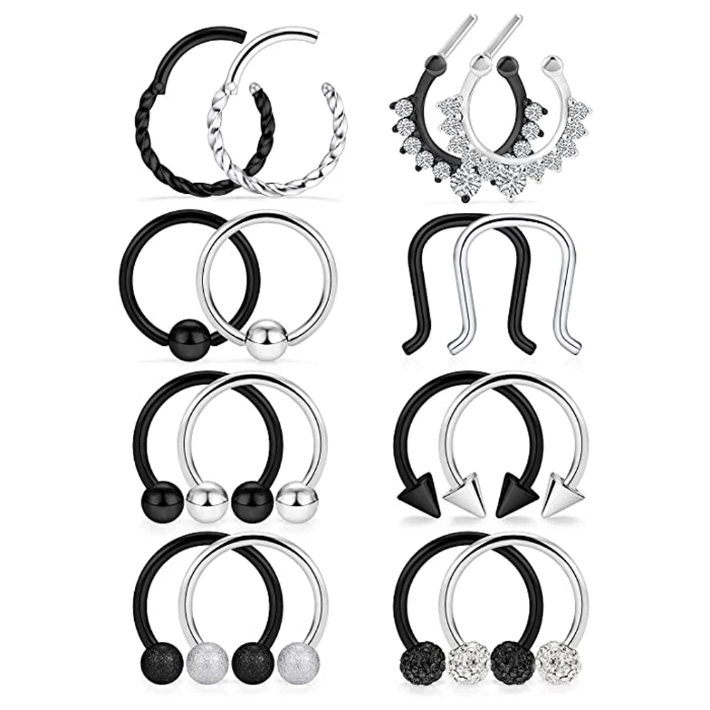 

Stainless Steel Hinged Seamless Septum Hoop Nose Horseshoe Rings Cartilage Daith Tragus Clicker Retainer Body Piercing Jewelry