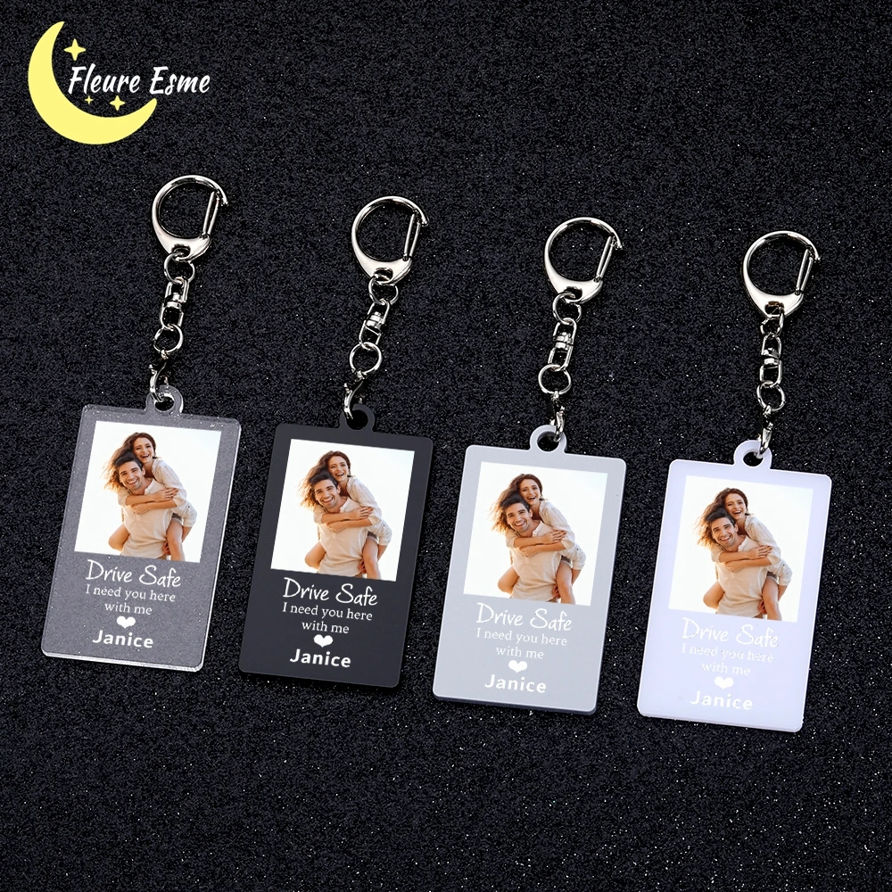 

Custom Photo Keychain Gifts for Him Personalized Key Chain Driver Safe Keychain Christmas Keychains Customized Gift Products