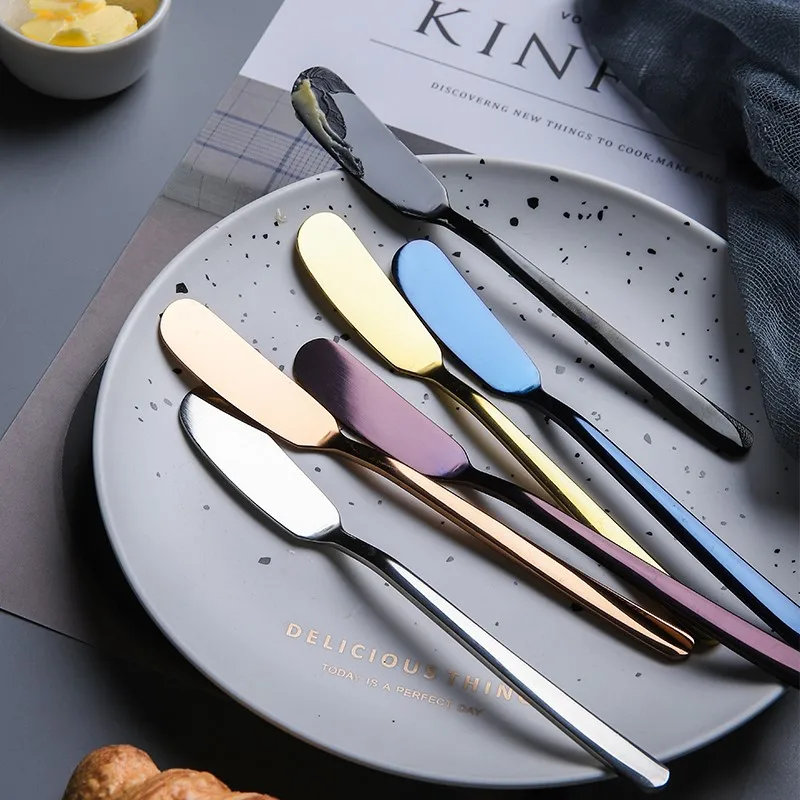 

Stainless Steel Cheese Dessert Jam Spreaders Butter Knife Fruit Fork Westen Cutlery Breakfast Tool Tableware Kitchen Supplier