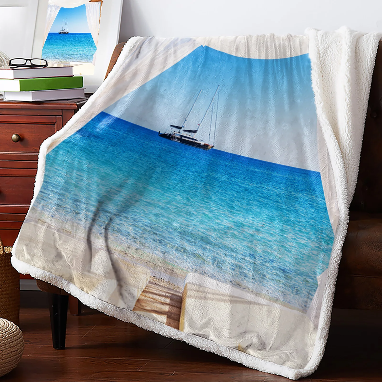 Бали пейзаж океан отпуск шерпа одеяло двойное толстое бархатное Фланелевое