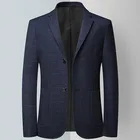 Новинка 2022, модные мужские повседневные деловые приталенные блейзеры в клетку, пальто, Костюмные куртки