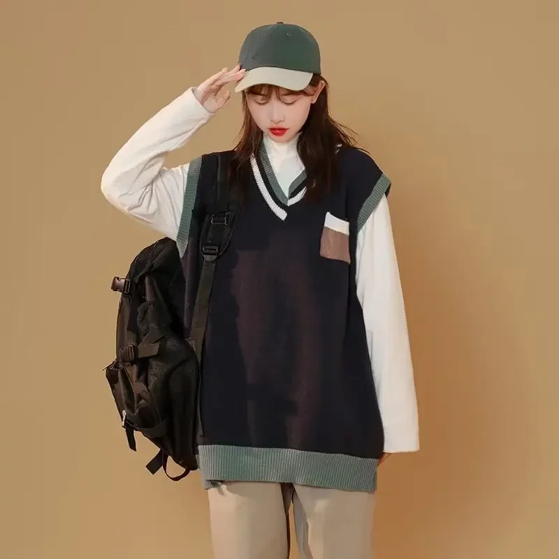 Асимметричный Трикотажный жилет с V-образным вырезом складная шерстяная одежда в