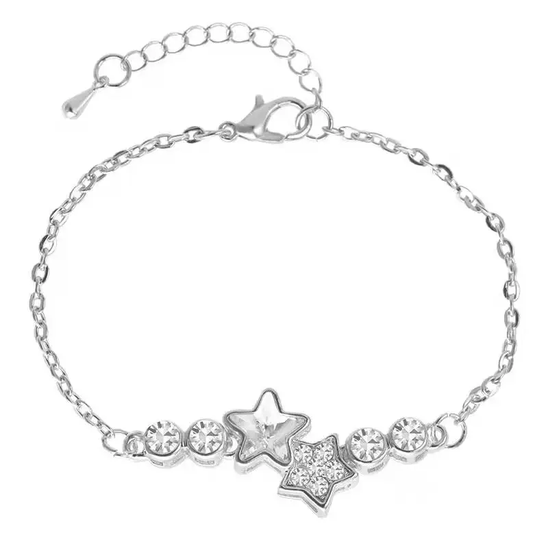

Fashion Ladies Stainless Steel Versatile Rose Gold Star Sapphire Diamond Crystal Jewelry Bracelet Bracelet Bride Wedding Engagem
