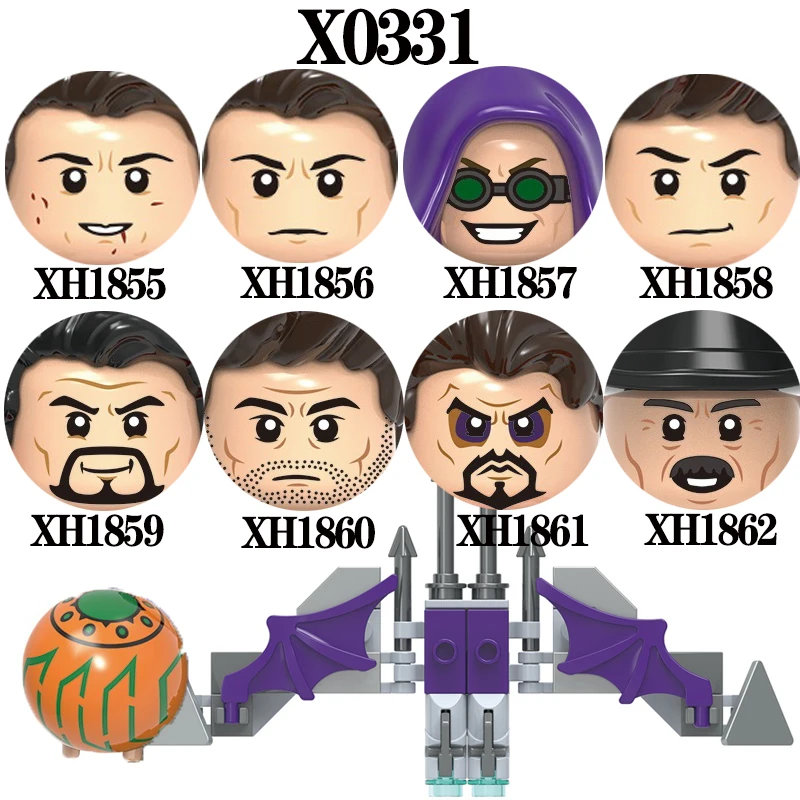 

No Way Home Building Blocks Movie Series Villain Heroes Accessories Action Figures Head Hair Kid Toys Collection Gift X0331