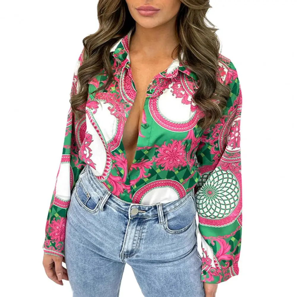 

Street Shirt Single Breasted Women Shirt Relaxed Fit Turndown Collar Blouse Shirt