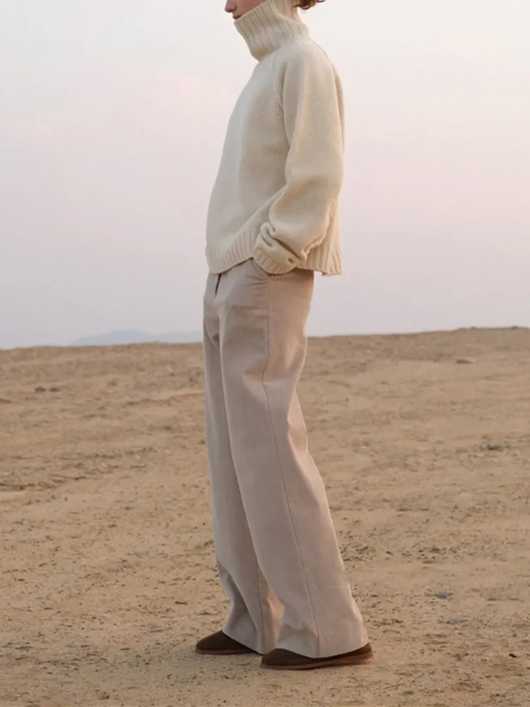 Женский вязаный свитер с высоким воротом повседневный свободный кашемировый