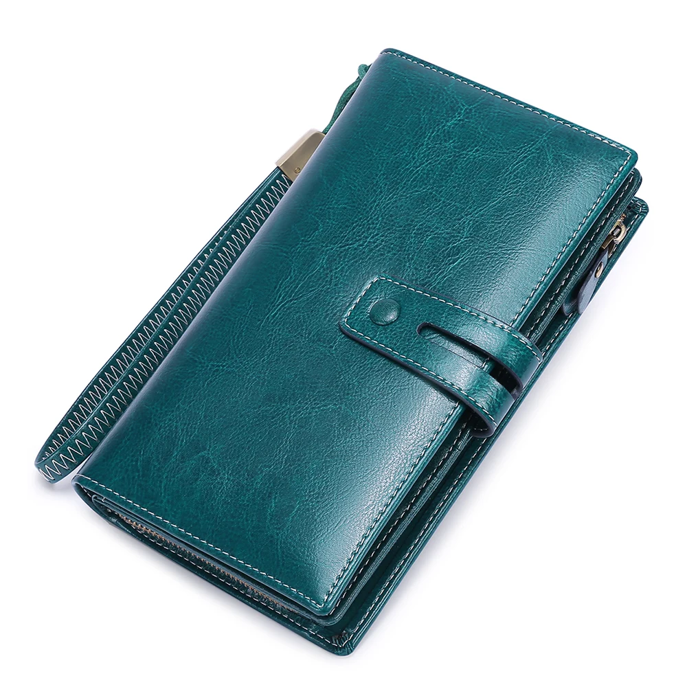 2023 New Rfid Long Women Wallets Clutch Zipper Coin Pocket Female Wallet Quality Card Holder Genuine Leather Ladies Purse