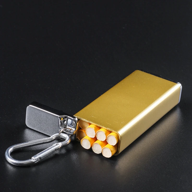 

Pocket Cigarette Box Ashtray with Keychain Cigarette Case Mini Waterproof Metal Ash Tray for Outdoor Smoke Accesoires