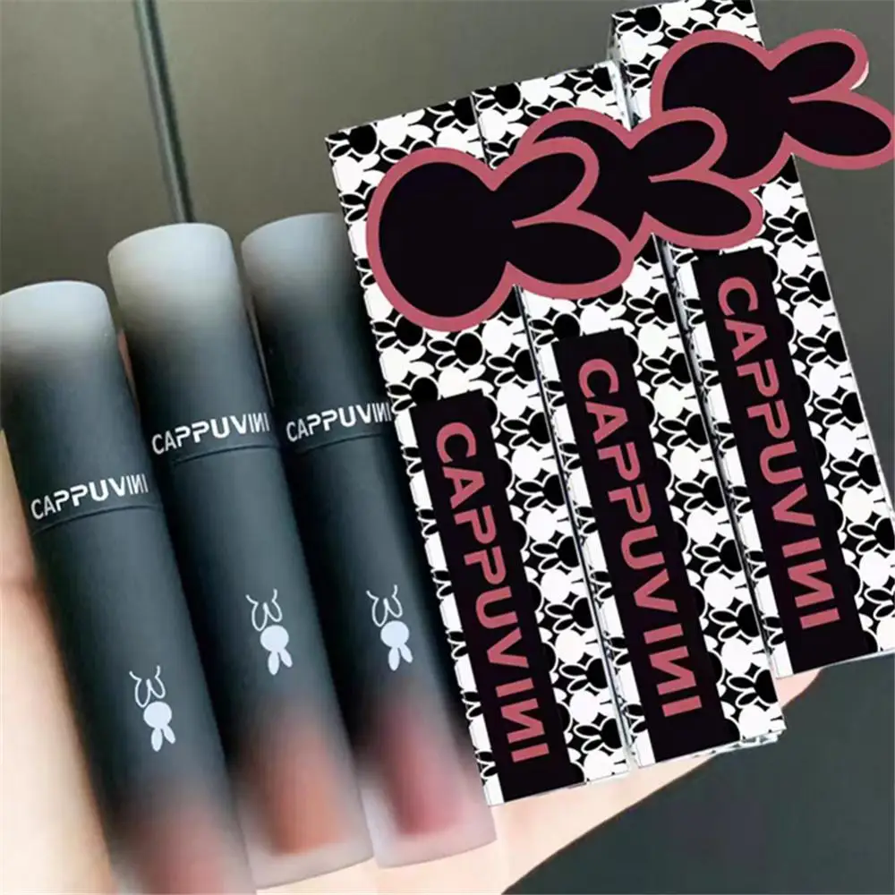 

6 Colors Lip Tint Mud Soft Mist Velvet Matte Lipstick Cosmetics Black Rabbit Lip Gloss Chestnut Brown Red Lip Mud Lips Makeup