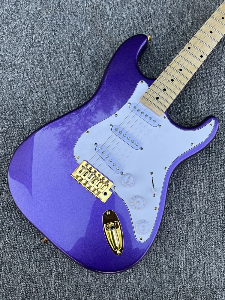 

ST Electric Guitar Basswood Body Maple Neck Maple Fingerboard Golden Hardware Purple Metal Color Gloss Finish Can be Customed