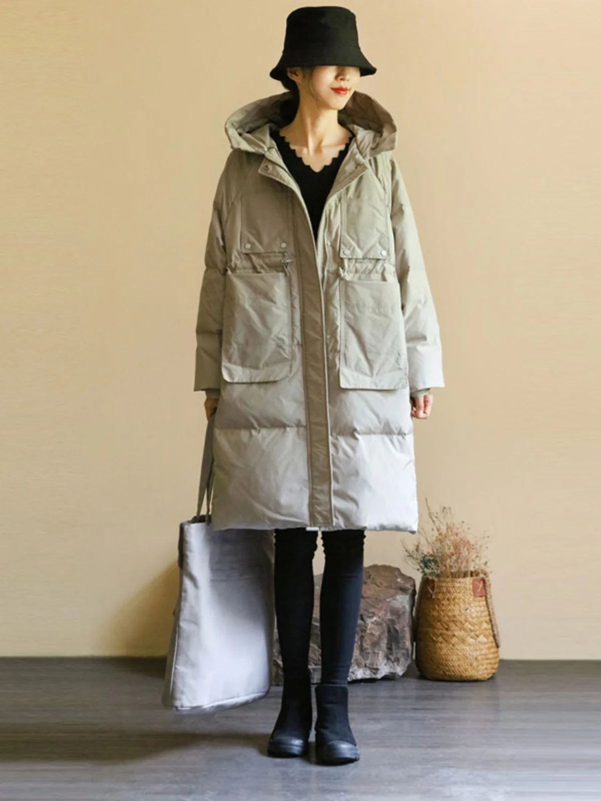 Cool Big Beau Белый утиный пуховик Женская зимняя одежда средней длины Новая