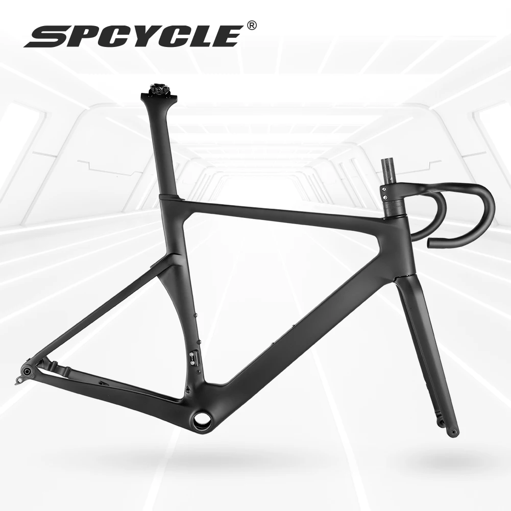 Spcycle Aero Carbon Road Bike Frame Disc Brake Full Hidden Cable EPS Technology T1000 Racing Bicycle Frameset With Handlebar