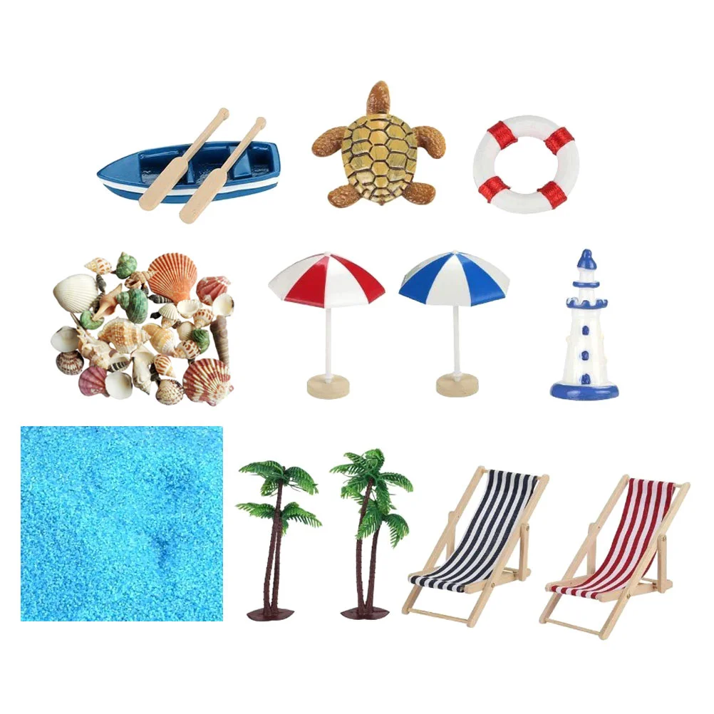 

Миниатюрные пляжные фигурки, аксессуары для лодок, ракушки для морского океана, зонт, песочница, Декор, сказочный тематический стиль, стул, д...