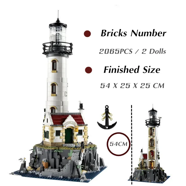 

2065PCS Sea Lighthouse Tower Model Friends Fit 21335 Streetview Friends Building Block Bricks Kit Children Toy Kid Gift Boys