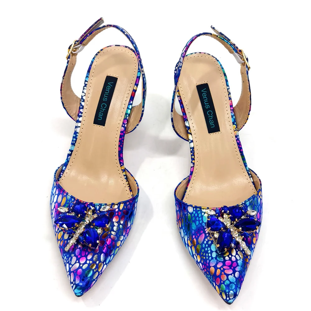 Venus Chan 2024 новейший стиль INS синий цвет элегантные туфли на высоком каблуке Нигерия