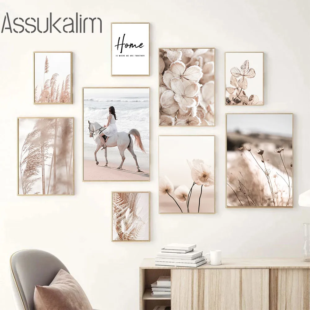 Высушенные цветы Картина на холсте с изображением белой лошади язычковые