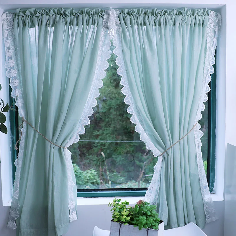 

Корейская кружевная марлевая занавеска, дверная занавеска, половинная занавеска для спальни, романтичная занавеска для девочек, французская Ретро занавеска с оборками, дверная занавеска
