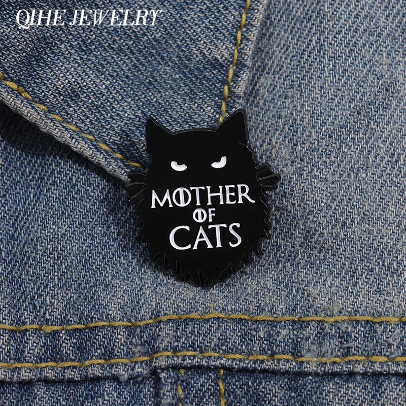 Эмалированная брошь в виде мультяшного черного кота