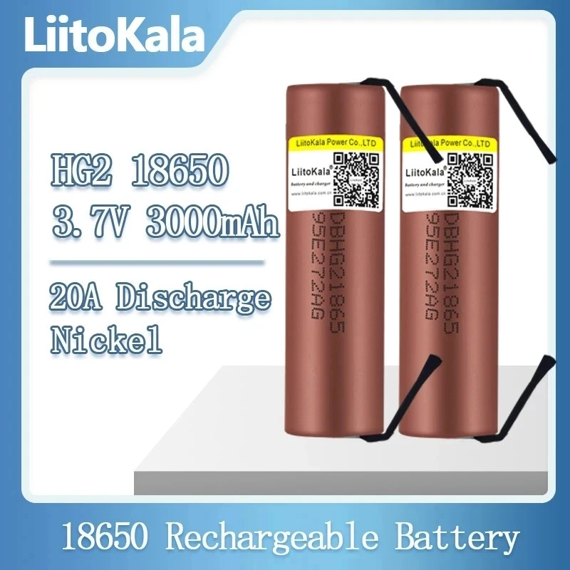 

Hot LiitoKala HG2 18650 3000mah High Power Discharge Rechargeable Battery Power High Discharge,30A Large Current+DIY Nicke