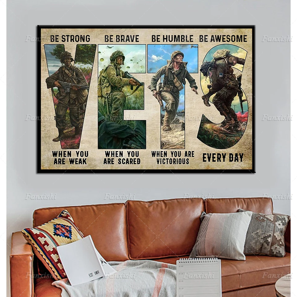 

Home Decor Canvas Painting Vet Veteran Soldier Army Pictures Wall Art Hd Print Vets Be Strong When You Are Weak Vintage Poster