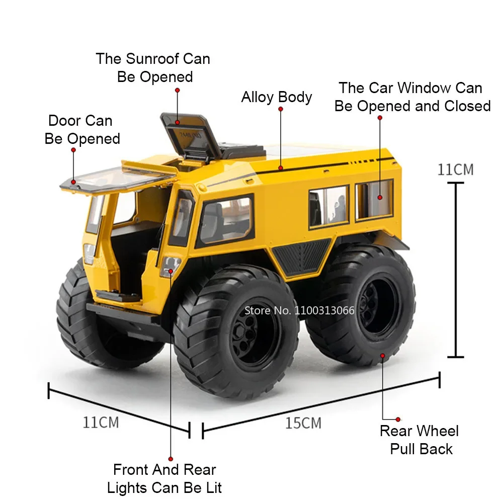 1:24 сплав Россия вездеходные автомобили SHERP игрушки модели легкая музыка