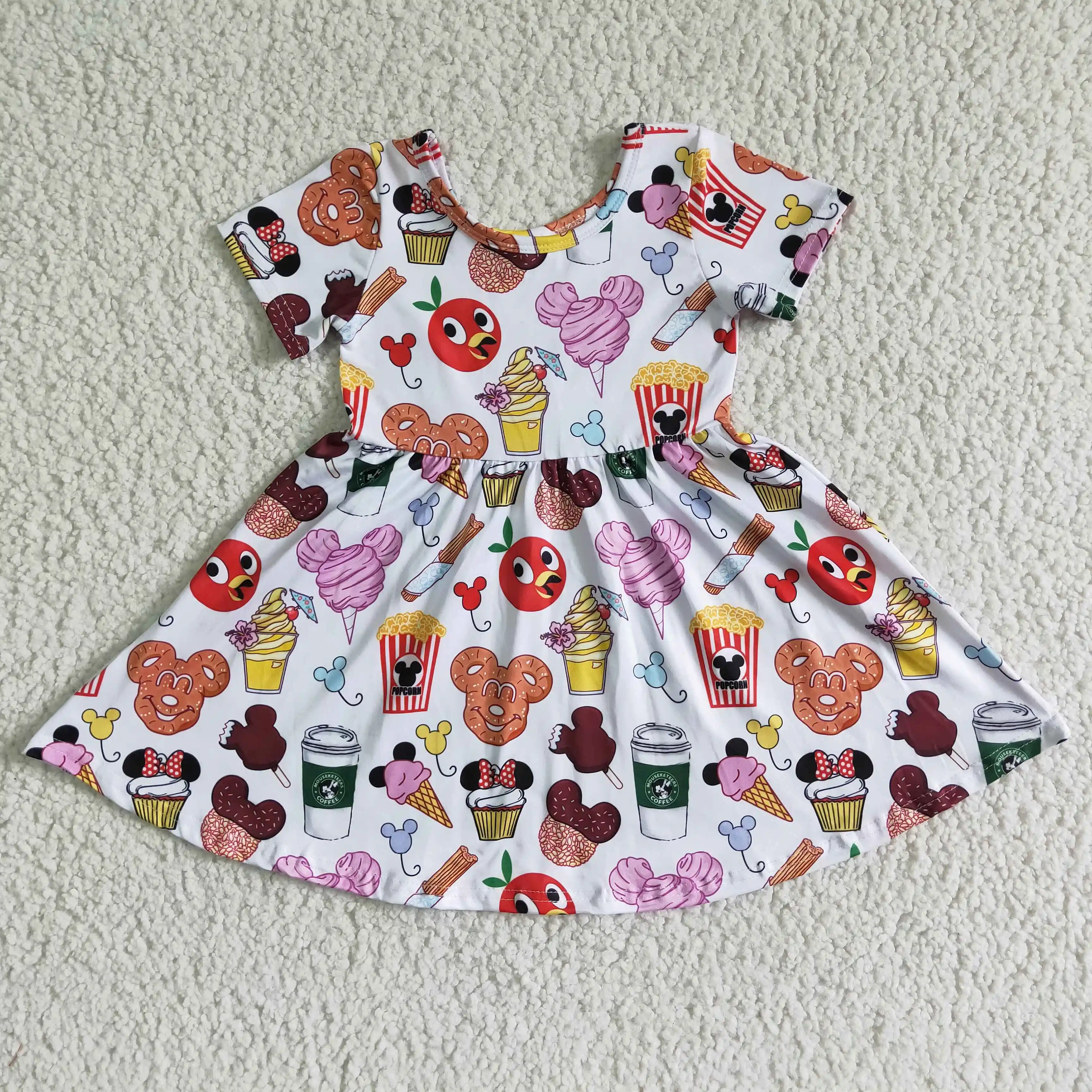 

RTS Новое поступление, туника с коротким рукавом и принтом холодного кофе, до колена, Детская эксклюзивная одежда, детская одежда