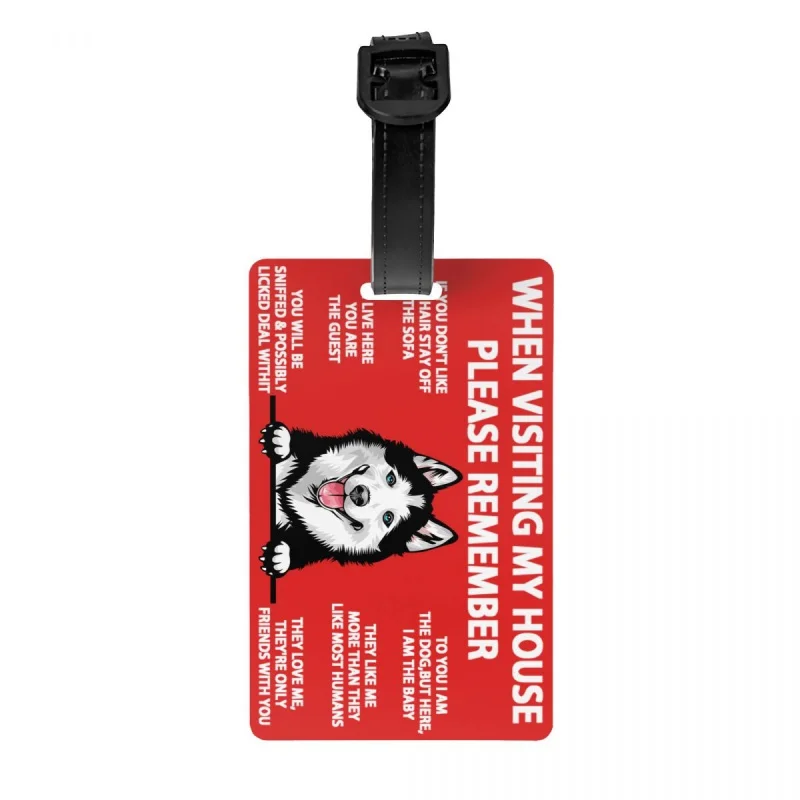 

Custom Siberian Husky Luggage Tag With Name Card Alaskan Malamute Dog Privacy Cover ID Label for Travel Bag Suitcase