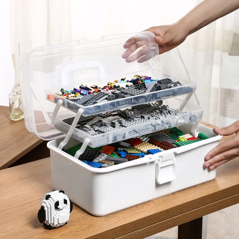 

Ящик для хранения детских игрушек и кирпичей, вместительный органайзер для лекарств, пластиковый прозрачный контейнер для сортировки