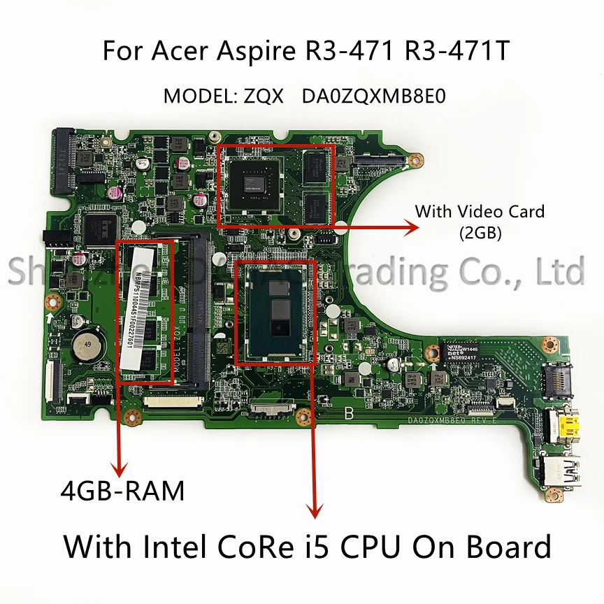 DA0ZQXMB8E0  Acer R3-471 R3-471T       i5 i7 4GB-RAM 2GB-GPU NB.MP511.004 NBMP411007 100%  