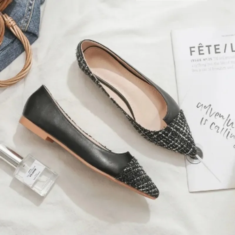 

Women Flat Shoes Pointed Casual Shoes Women Flats Zapatos De Mujer Black Ballet Flat Soft Leather Loafers Women Ladies Shoes