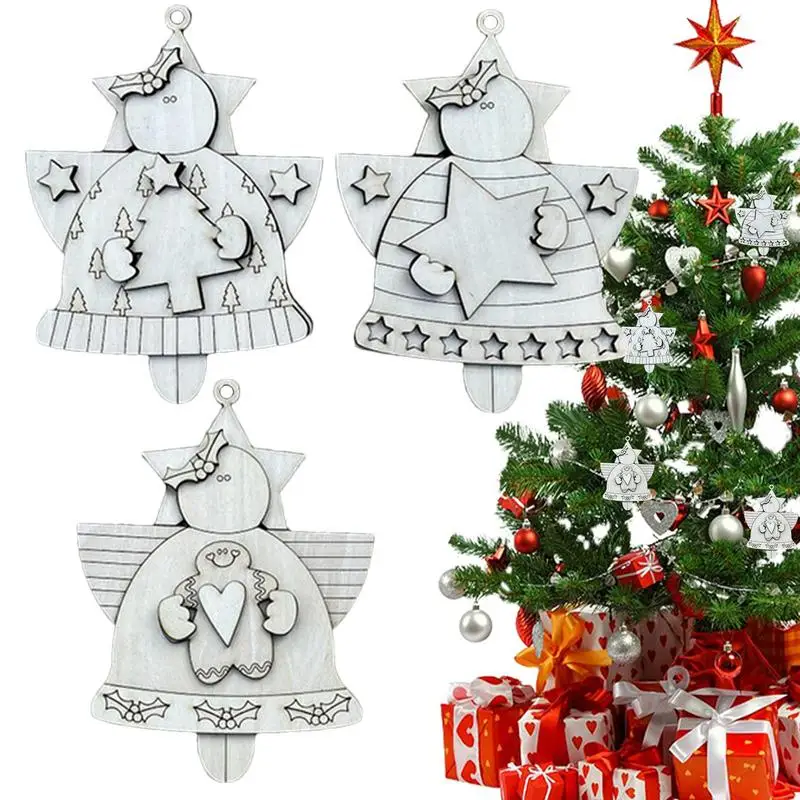 

Wooden Angel Ornaments 3PCS Hollow 3D Christmas Pendant With Star Decor Cute Portable Ornament Set For Holiday Gift Small Angel