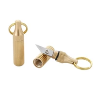 1pc brass capsule mini knife multifunctional edc tools portable key chain decor outdoor survival open cans peel fruits gifts